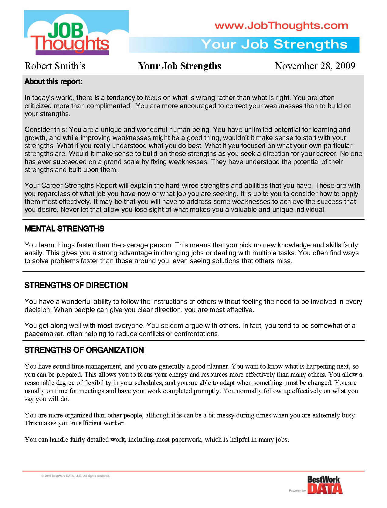 Your Job Strengths